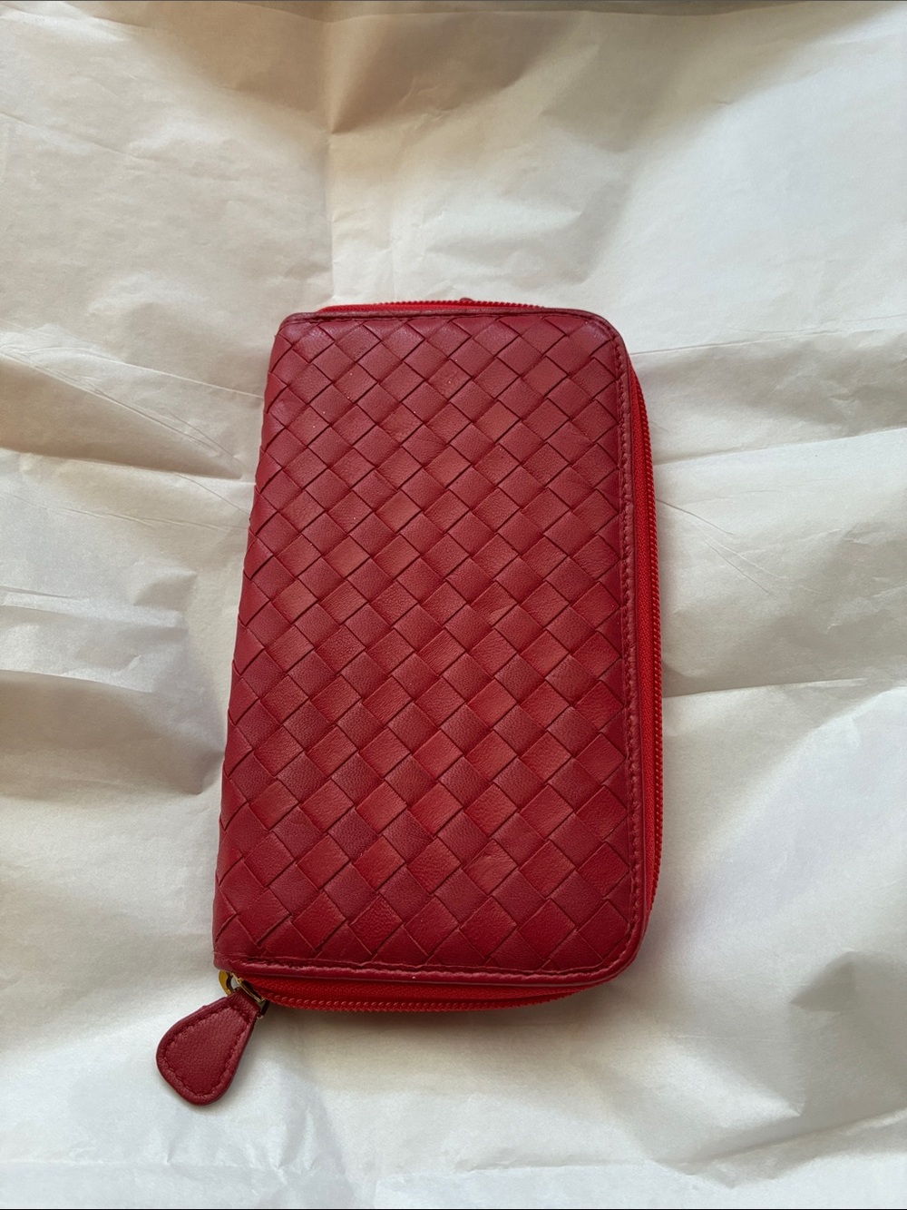 Red Woven Zip-Around Wallet - Women Accessories